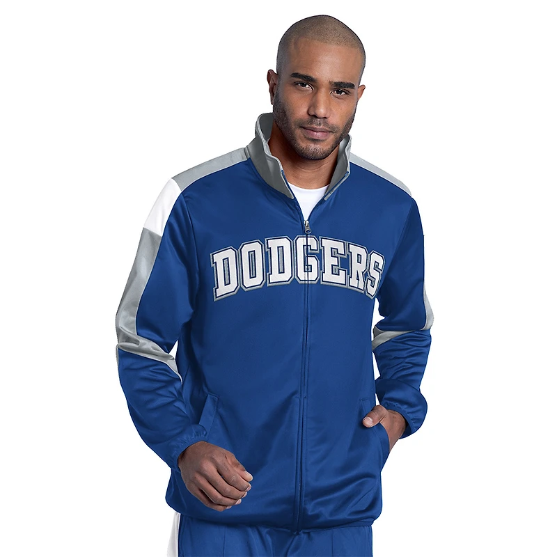 Los Angeles Dodgers Royal Blue Block Letters GIII Veteran Zip Up Track Jacket