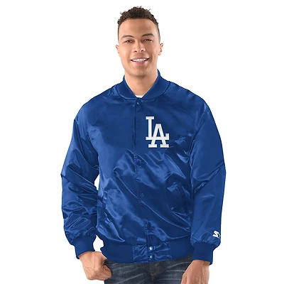 Los Angeles Dodgers Royal Blue Satin LA Chest Logo Button Up Jacket