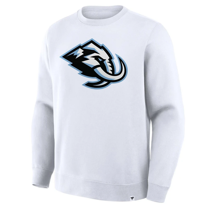 Utah Mammoth White Primary Logo Fanatics Crew Neck Sweatshirt