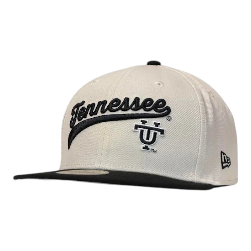 Tennessee Volunteers Stone and Black Double Script NCAA New Era 59FIFTY Fitted Hat