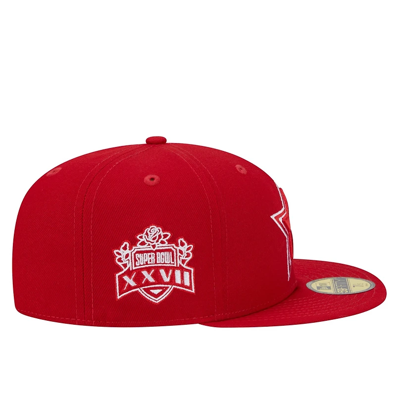 Dallas Cowboys Scarlet Red Super Bowl XXVII Patch Grey UV New Era 59FIFTY Fitted Hat