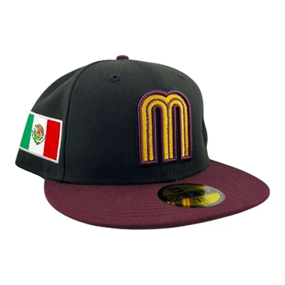 Mexico Black and Maroon "World Baseball Classic" Green UV New Era 59FIFTY Fitted Hat