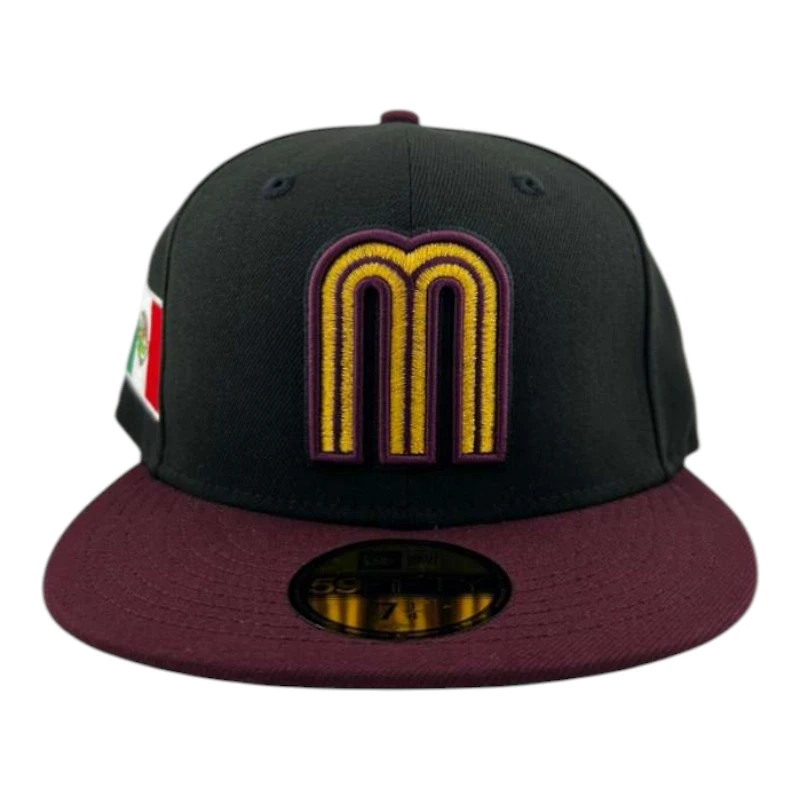 Mexico Black and Maroon "World Baseball Classic" Green UV New Era 59FIFTY Fitted Hat
