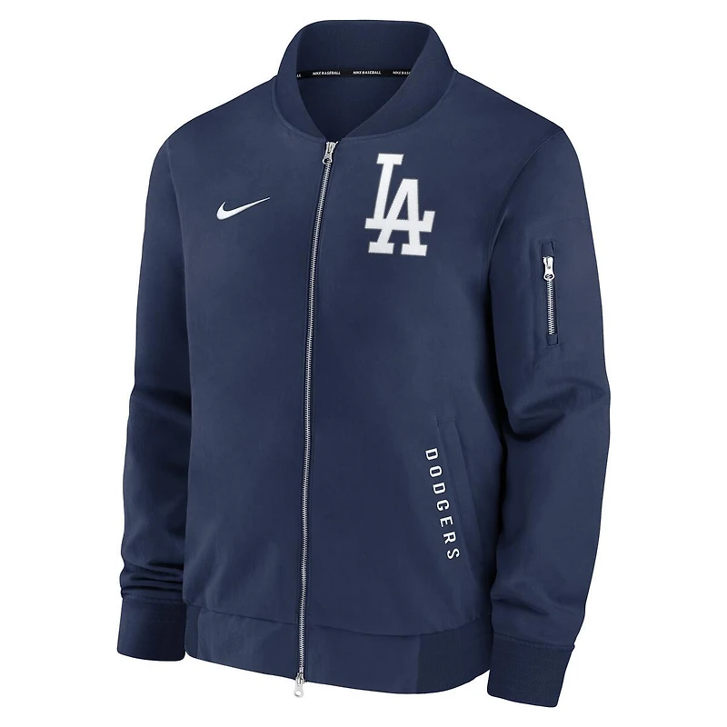 Los Angeles Dodgers Navy Authentic Collection Dugout Bomber Jacket - Mens