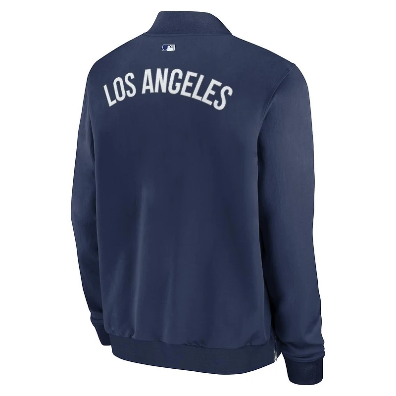 Los Angeles Dodgers Navy Authentic Collection Dugout Bomber Jacket - Mens
