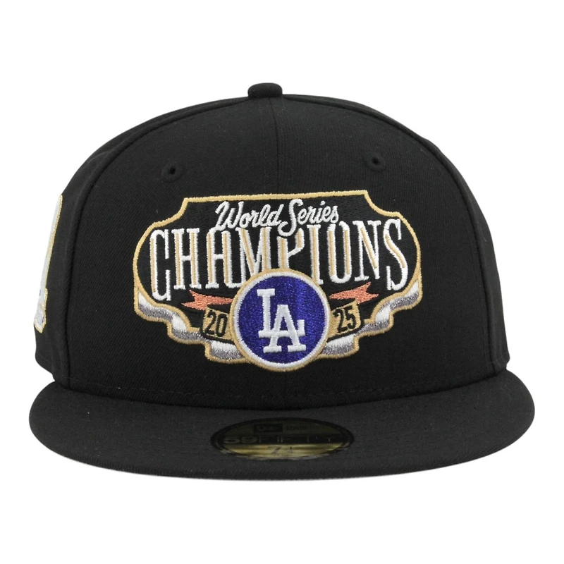 Los Angeles Dodgers Black Locker Room 2025 World Series Champions Trophy Patch Grey UV New Era 59FIFTY Fitted Hat