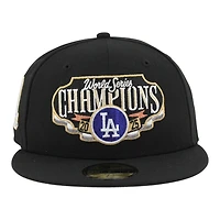 Los Angeles Dodgers Black Locker Room 2025 World Series Champions Trophy Patch Grey UV New Era 59FIFTY Fitted Hat