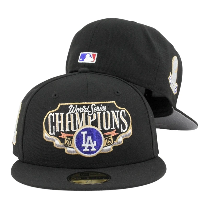 Los Angeles Dodgers Black Locker Room 2025 World Series Champions Trophy Patch Grey UV New Era 59FIFTY Fitted Hat