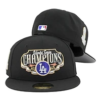 Los Angeles Dodgers Black Locker Room 2025 World Series Champions Trophy Patch Grey UV New Era 59FIFTY Fitted Hat