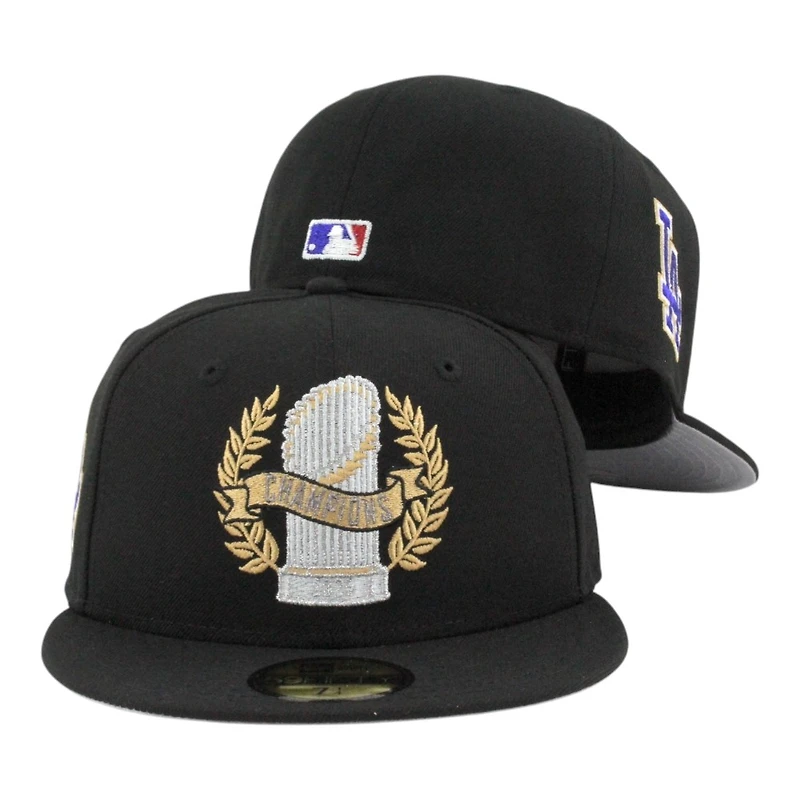 Los Angeles Dodgers Black 2025 World Series Champions Parade LA Patch Grey UV New Era 59FIFTY Fitted Hat