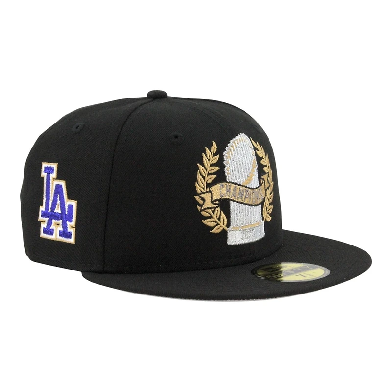 Los Angeles Dodgers Black 2025 World Series Champions Parade LA Patch Grey UV New Era 59FIFTY Fitted Hat