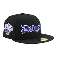 Los Angeles Dodgers Black Old English 2025 Back to Champs Diamond Patch Grey UV New Era 59FIFTY Fitted Hat