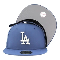 Los Angeles Dodgers Indigo Blue 2025 World Series Patch Grey UV New Era 59FIFTY Fitted Hat