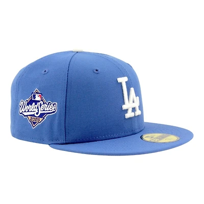 Los Angeles Dodgers Indigo Blue 2025 World Series Patch Grey UV New Era 59FIFTY Fitted Hat