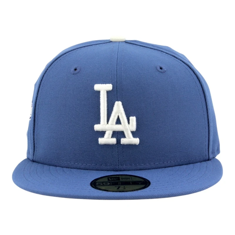 Los Angeles Dodgers Indigo Blue 2025 World Series Patch Grey UV New Era 59FIFTY Fitted Hat