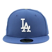Los Angeles Dodgers Indigo Blue 2025 World Series Patch Grey UV New Era 59FIFTY Fitted Hat