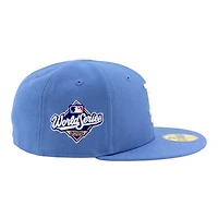 Los Angeles Dodgers Indigo Blue 2025 World Series Patch Grey UV New Era 59FIFTY Fitted Hat