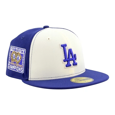Los Angeles Dodgers White and Blue Back to Champs Rings Patch Royal UV New Era 59FIFTY Fitted Hat