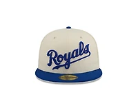 Kansas City Royals Chrome and Royal Chain Stitch Script New Era 59FIFTY Fitted Hat