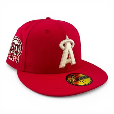 Los Angeles Angels City Red "Ivory Collection" 50th Anniversary Patch Ivory UV New Era 59FIFTY Fitted Hat