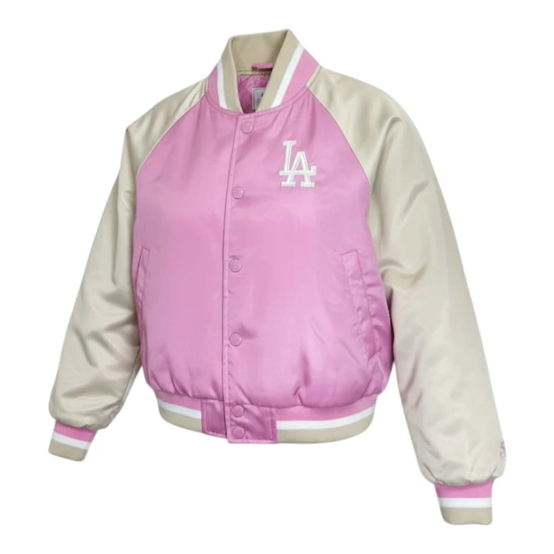 Youth Los Angeles Dodgers Pink and Tan Scrimmage Full Snap GIII Starter Jacket
