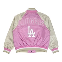 Youth Los Angeles Dodgers Pink and Tan Scrimmage Full Snap GIII Starter Jacket