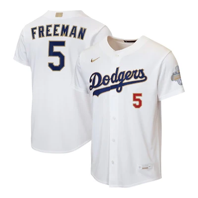 Youth Los Angeles Dodgers Freddie Freeman 2026 Gold Collection Nike Replica White Home Player Jersey