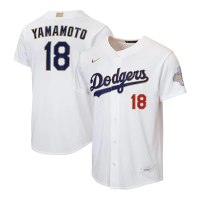 Youth Los Angeles Dodgers Yoshinobu Yamamoto 2026 Gold Collection Nike Replica White Home Player Jersey
