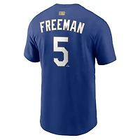 Los Angeles Dodgers Freddie Freeman Royal Nike 2026 Gold Collection Name & Number T-Shirt