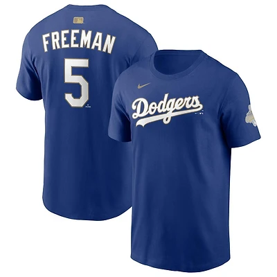 Los Angeles Dodgers Freddie Freeman Royal Nike 2026 Gold Collection Name & Number T-Shirt