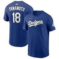Los Angeles Dodgers Yoshinobu Yamamoto Royal Nike 2026 Gold Collection Name & Number T-Shirt