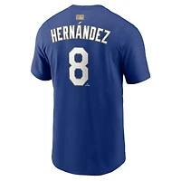 Los Angeles Dodgers Enrique "Kike" Hernández Royal Nike 2026 Gold Collection Name & Number T-Shirt