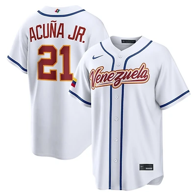 Team Venezuela Ronald Acuna Jr. White 2026 World Baseball Classic WBC Nike Road Stadium Jersey