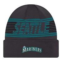 Seattle Mariners Graphite Authentic Collection New Era Cuffed Knit Beanie Hat