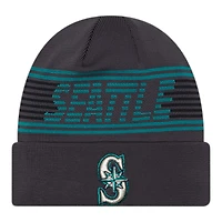 Seattle Mariners Graphite Authentic Collection New Era Cuffed Knit Beanie Hat