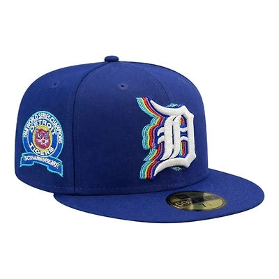 Detroit Tigers Dark Royal 50th Anniversary Patch New Era 59FIFTY Fitted Hat