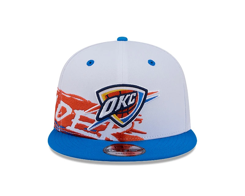 Oklahoma City Thunder White and Blue Swept New Era 9FIFTY Snapback Hat