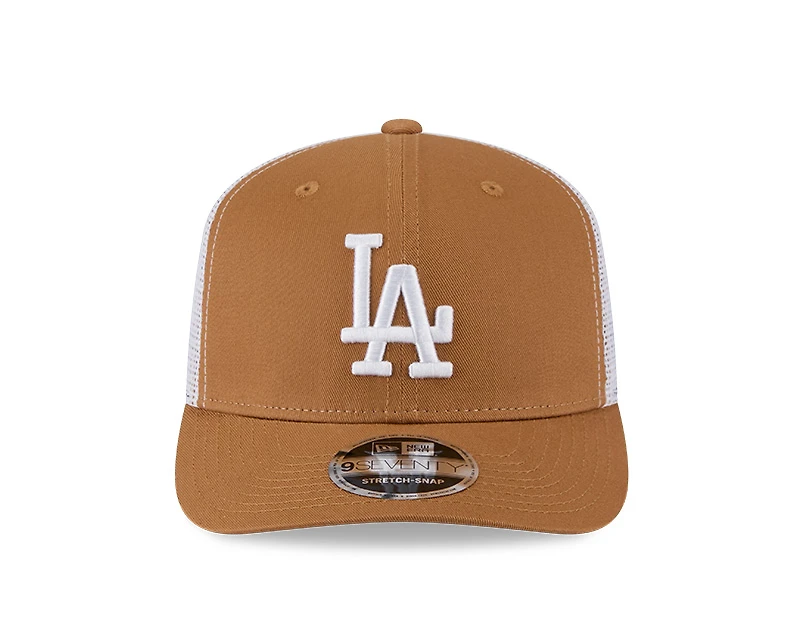 Los Angeles Dodgers Tan and White Mesh New Era 9SEVENTY Stretch Snapback Hat