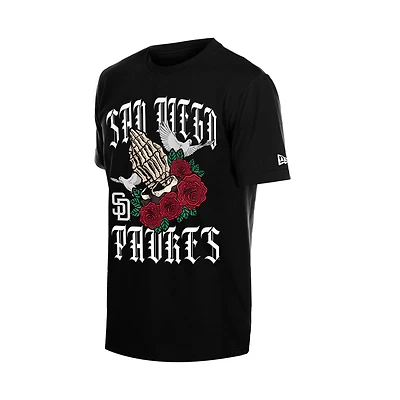 San Diego Padres Black Rose Graphic New Era T-Shirt