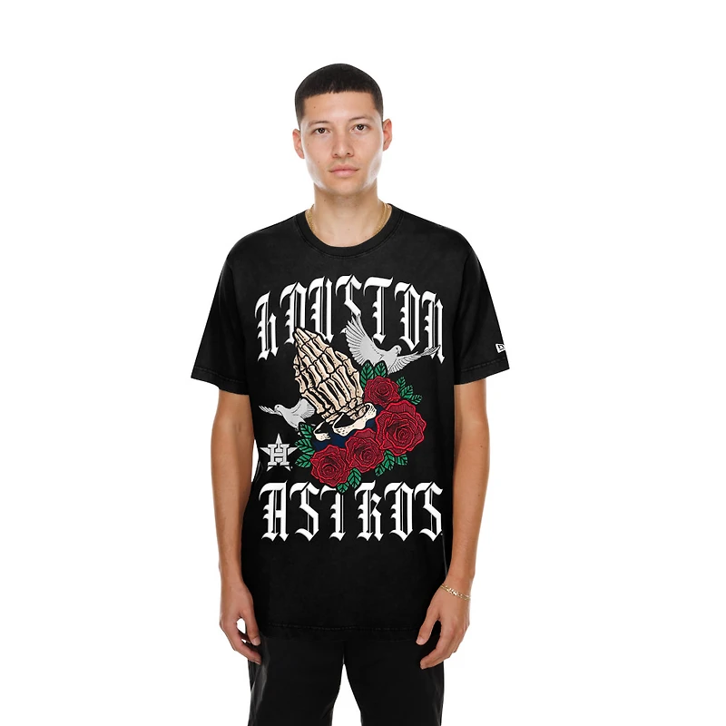 Houston Astros Black Rose Graphic New Era T-Shirt