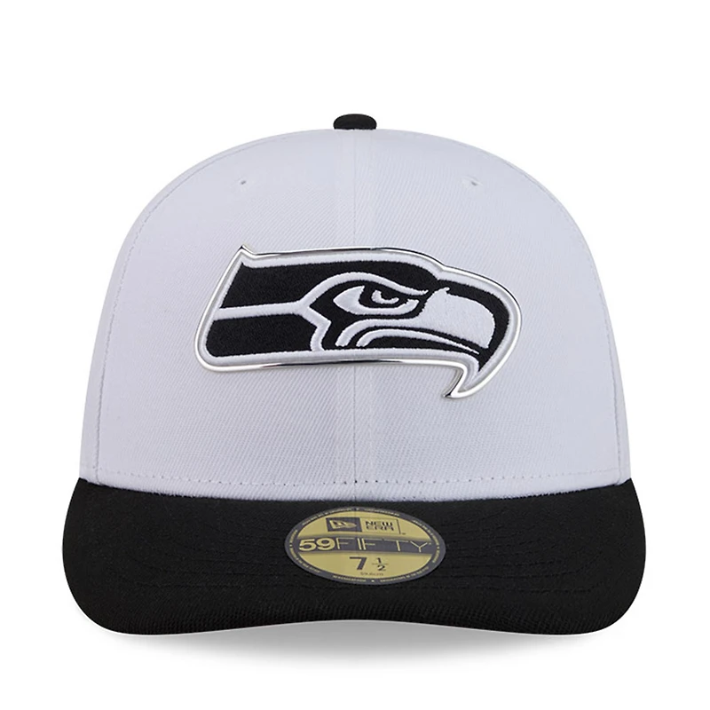 Seattle Seahawks White and Black 2026 NFL Draft Pre-Curved New Era 59FIFTY Fitted Hat