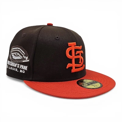 St Louis Browns Ballpark Series Walnut Orange 2T Leon the Lab Sportsman Park Patch Grey UV New Era 59FIFTY Fitted Hat