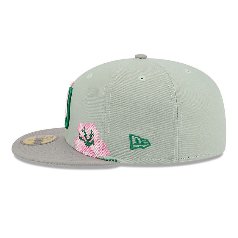 Dominican Republic Green and Gray Two Tone with Flowers New Era 59FIFTY Fitted Hat