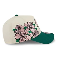 Puerto Rico Chrome and Green with Pink "Flor De Maga" New Era 9FORTY A-Frame Snapback Hat