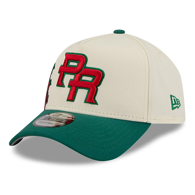 Puerto Rico Chrome and Green with Red "Flor De Maga" New Era 9FORTY A-Frame Snapback Hat