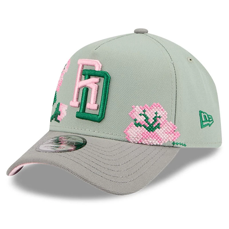 Dominican Republic Green and Gray Two Tone with Flowers New Era 9FORTY A-Frame Snapback Hat