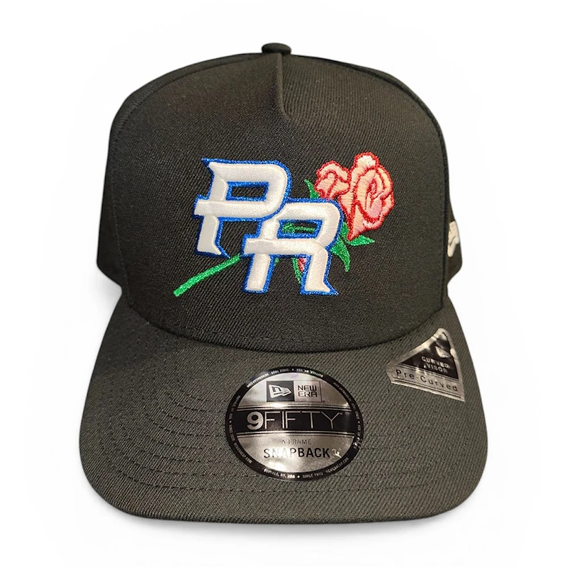 Puerto Rico Black with Rose WBC Custom Pink UV New Era 9FIFTY A-Frame Snapback Hat