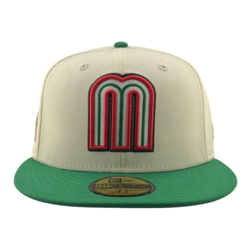 Mexico Chrome and Green Flag Patch 2026 WBC Grey UV New Era 59FIFTY Fitted Hat