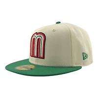 Mexico Chrome and Green Flag Patch 2026 WBC Grey UV New Era 59FIFTY Fitted Hat