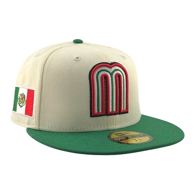 Mexico Chrome and Green Flag Patch 2026 WBC Grey UV New Era 59FIFTY Fitted Hat